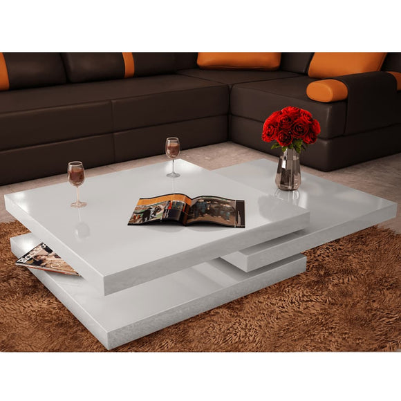 NNEVL Coffee Table 3 Tiers High Gloss White