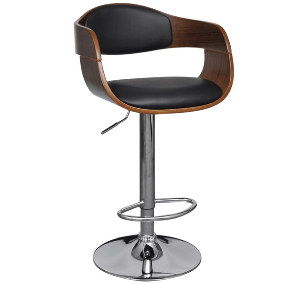 NNEVL Bar Stool Bent Wood and Faux Leather