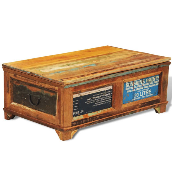 NNEVL Coffee Table with Storage Vintage Reclaimed Wood