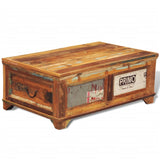 NNEVL Coffee Table with Storage Vintage Reclaimed Wood