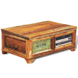 NNEVL Coffee Table with Storage Vintage Reclaimed Wood