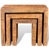 NNEVL Nesting Table Set 3 Pieces Solid Mango Wood