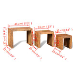 NNEVL Nesting Table Set 3 Pieces Solid Mango Wood