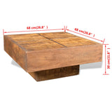 NNEVL Coffee Table Brown Square Solid Mango Wood