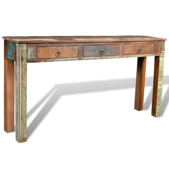 NNEVL Console Table with 3 Drawers Reclaimed Wood