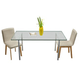 NNEVL Dining Chairs 2 pcs Beige Fabric and Solid Oak Wood
