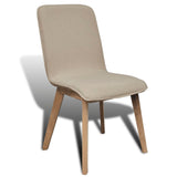 NNEVL Dining Chairs 2 pcs Beige Fabric and Solid Oak Wood