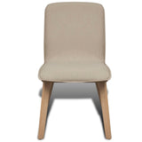 NNEVL Dining Chairs 2 pcs Beige Fabric and Solid Oak Wood