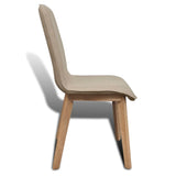 NNEVL Dining Chairs 2 pcs Beige Fabric and Solid Oak Wood