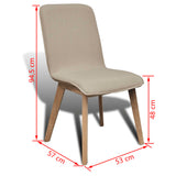 NNEVL Dining Chairs 2 pcs Beige Fabric and Solid Oak Wood