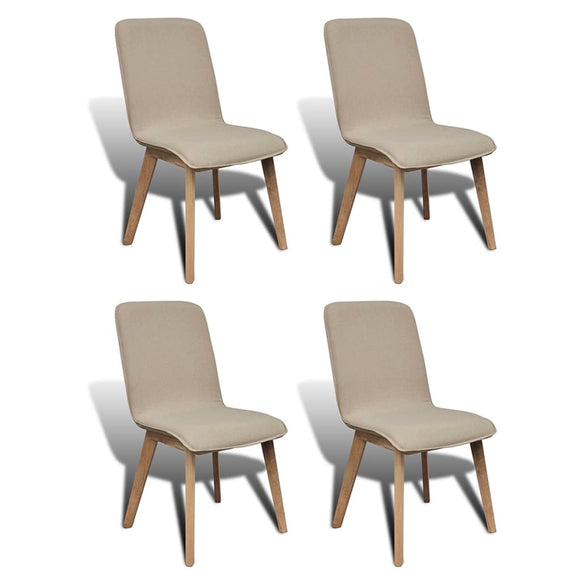 NNEVL Dining Chairs 4 pcs Beige Fabric and Solid Oak Wood