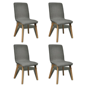 NNEVL Dining Chairs 4 pcs Light Grey Fabric and Solid Oak Wood