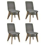 NNEVL Dining Chairs 4 pcs Light Grey Fabric and Solid Oak Wood