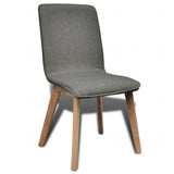NNEVL Dining Chairs 4 pcs Light Grey Fabric and Solid Oak Wood