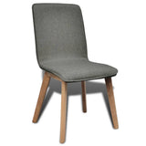 NNEVL Dining Chairs 4 pcs Light Grey Fabric and Solid Oak Wood