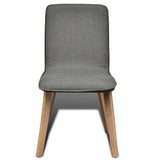 NNEVL Dining Chairs 4 pcs Light Grey Fabric and Solid Oak Wood