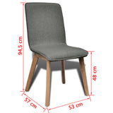 NNEVL Dining Chairs 4 pcs Light Grey Fabric and Solid Oak Wood