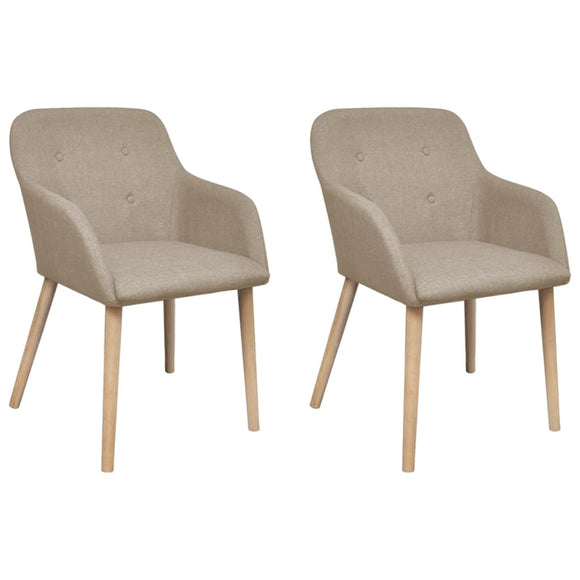 NNEVL Dining Chairs 2 pcs Beige Fabric and Solid Oak Wood