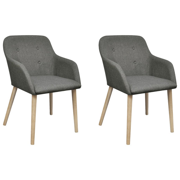 NNEVL Dining Chairs 2 pcs Light Grey Fabric and Solid Oak Wood