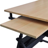 NNEVL Two Drawers Tiltable Tabletop Drawing Table with Stool