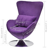 NNEVL Swivel Egg Chair with Cushion Small Purple Velvet