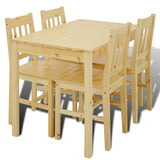 NNEVL Wooden Dining Table with 4 Chairs Natural