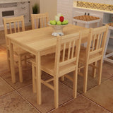 NNEVL Wooden Dining Table with 4 Chairs Natural