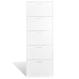 NNEVL White Wooden Shoe Cabinet with 5 Compartments