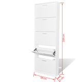 NNEVL White Wooden Shoe Cabinet with 5 Compartments