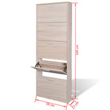 NNEVL Oak Look Wooden Shoe Cabinet with 5 Compartments