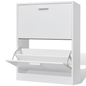 NNEVL Shoe Cabinet with 2 Compartments Wooden White