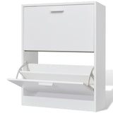 NNEVL Shoe Cabinet with 2 Compartments Wooden White