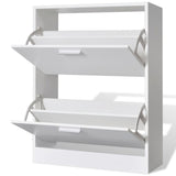 NNEVL Shoe Cabinet with 2 Compartments Wooden White