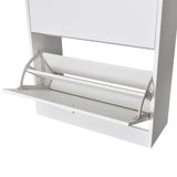 NNEVL Shoe Cabinet with 2 Compartments Wooden White