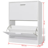 NNEVL Shoe Cabinet with 2 Compartments Wooden White
