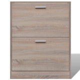 NNEVL Oak Look Wooden Shoe Cabinet with 2 Compartments
