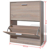 NNEVL Oak Look Wooden Shoe Cabinet with 2 Compartments