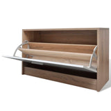 NNEVL Oak and White 3-in-1 Wooden Shoe Cabinet Set