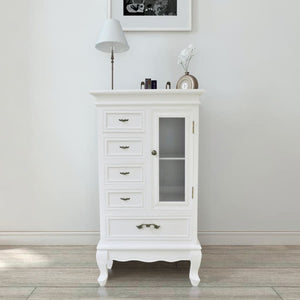 NNEVL Cabinet with 5 Drawers 2 Shelves White