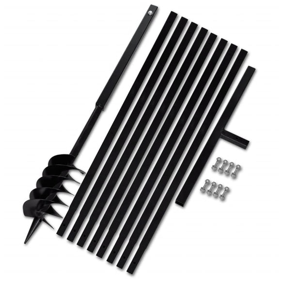NNEVL Ground Drill with Handle 120 mm with Extension Tube 9 m Steel