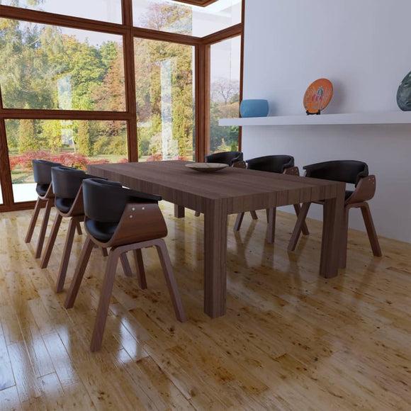 NNEVL Dining Chairs 6 pcs Bent Wood and Faux Leather