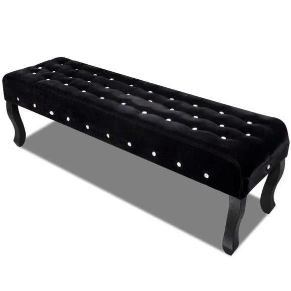 NNEVL Black Bench Velvet Fabric with Crystal Buttons