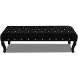 NNEVL Black Bench Velvet Fabric with Crystal Buttons
