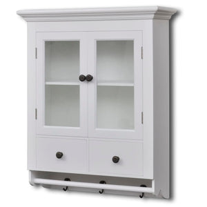 NNEVL Wooden Kitchen Wall Cabinet with Glass Door White