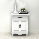 NNEVL Wooden Cabinet with 2 Doors 1 Drawer White