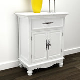 NNEVL Wooden Cabinet with 2 Doors 1 Drawer White
