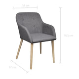 NNEVL Dining Chairs 4 pcs Light Grey Fabric and Solid Oak Wood