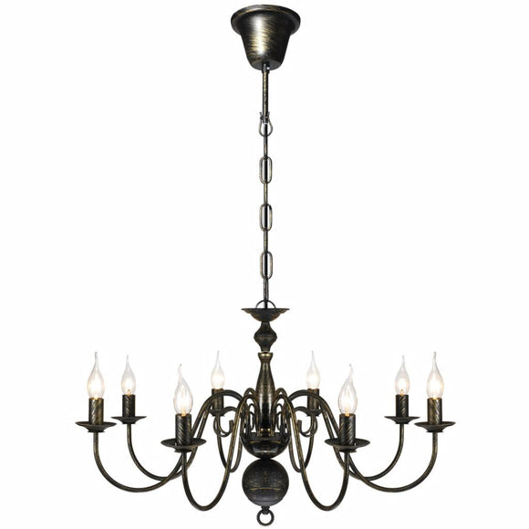 NNEVL Antique Black Metal Chandelier 8 x E14 Bulbs