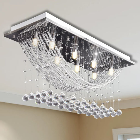 NNEVL Ceiling Lamp with Glittering Glass Crystal Beads 8 x G9 29 cm
