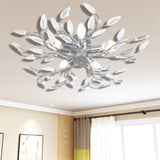 NNEVL Transparent&White Ceiling Lamp Acrylic Crystal Leaf Arms 5 E14 Bulbs